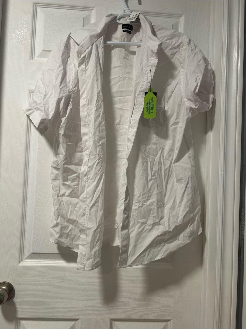White Short Sleeve Button-Front Shirt